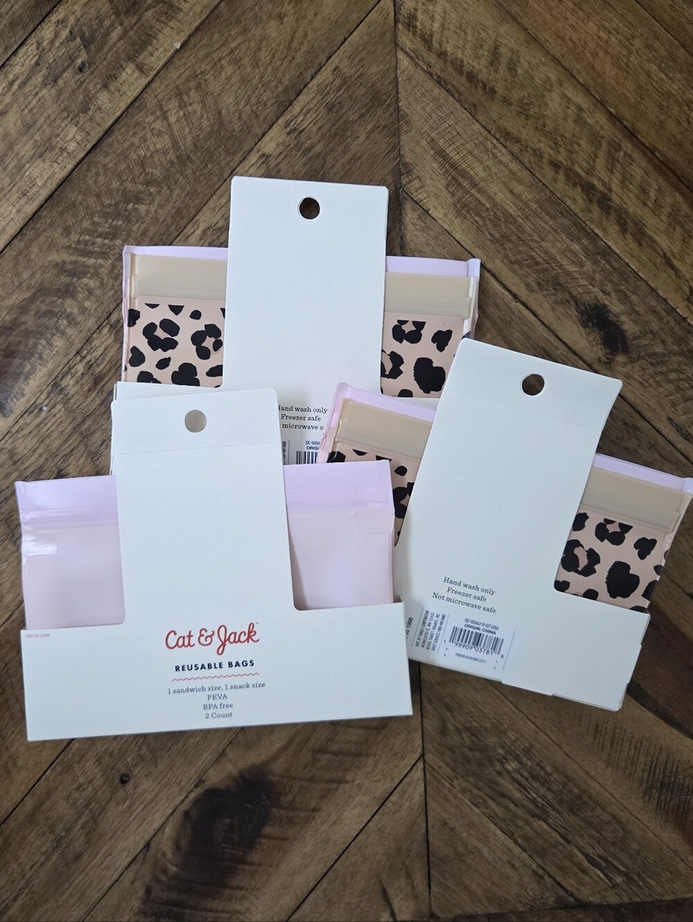Cat & Jack Target Leopard Print And Pink Reusable Snack & Sandwich Bags Bundle